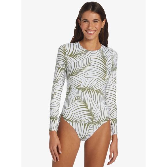 Roxy Warm Sand Long Sleeve One Piece Swimsuit in Palm Tree Dreams Size Large - Picture 1 of 13